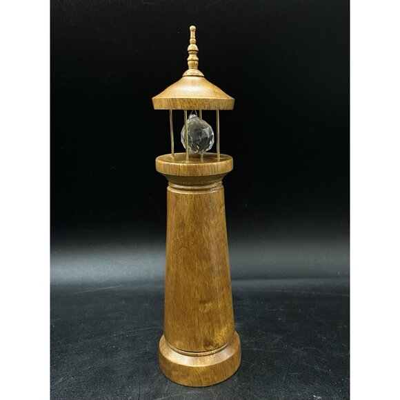 Fred Uggla Lighthouse Made Of Oregon Myrtlewood With Crystal Prism Vintage - Picture 8 of 8